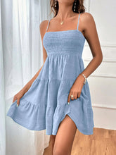 Load image into Gallery viewer, Smocked Tiered Sleeveless Mini Dress