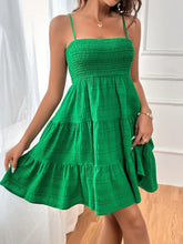 Load image into Gallery viewer, Smocked Tiered Sleeveless Mini Dress