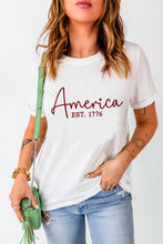 Load image into Gallery viewer, Letter Graphic Round Neck Short Sleeve T-Shirt