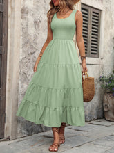 Load image into Gallery viewer, Smocked Scoop Neck Sleeveless Tank Dress