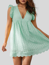 Load image into Gallery viewer, Ruffled Eyelet Cap Sleeve Mini Dress