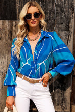 Load image into Gallery viewer, Printed Bishop Sleeve Collared Shirt