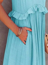 Load image into Gallery viewer, Ruffled Sleeveless Tiered Maxi Dress with Pockets