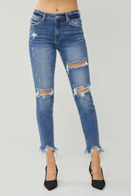 Load image into Gallery viewer, RISEN Distressed Frayed Hem Slim Jeans