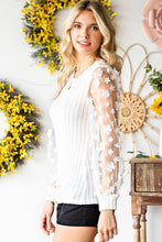 Load image into Gallery viewer, Double Take Textured Applique Long Sleeve Blouse