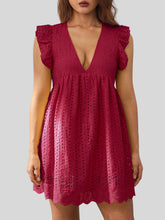 Load image into Gallery viewer, Ruffled Eyelet Cap Sleeve Mini Dress
