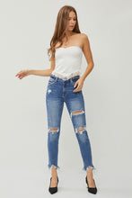 Load image into Gallery viewer, RISEN Distressed Frayed Hem Slim Jeans