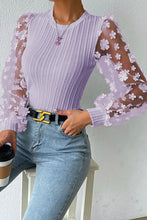 Load image into Gallery viewer, Double Take Textured Applique Long Sleeve Blouse