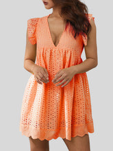 Load image into Gallery viewer, Ruffled Eyelet Cap Sleeve Mini Dress
