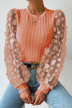 Load image into Gallery viewer, Double Take Textured Applique Long Sleeve Blouse