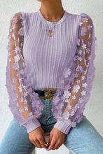 Load image into Gallery viewer, Double Take Textured Applique Long Sleeve Blouse