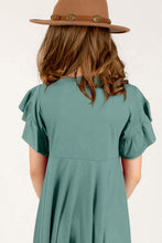 Load image into Gallery viewer, Round Neck Petal Sleeve Dress