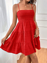Load image into Gallery viewer, Smocked Tiered Sleeveless Mini Dress