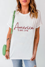 Load image into Gallery viewer, Letter Graphic Round Neck Short Sleeve T-Shirt