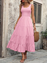 Load image into Gallery viewer, Smocked Scoop Neck Sleeveless Tank Dress