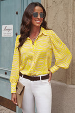 Load image into Gallery viewer, Printed Bishop Sleeve Collared Shirt