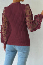 Load image into Gallery viewer, Double Take Textured Applique Long Sleeve Blouse