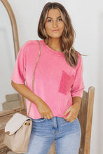 Load image into Gallery viewer, Round Neck Dropped Shoulder Top with Pocket