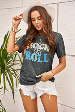 Load image into Gallery viewer, ROCK & ROLL Graphic Round Neck Short Sleeve Tee