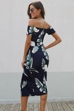 Load image into Gallery viewer, Printed Off-Shoulder Split Dress