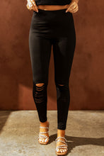 Load image into Gallery viewer, Double Take Wide Waistband Distressed Slim Fit Leggings
