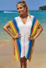 Load image into Gallery viewer, Double Take Openwork Striped Slit Knit Cover Up
