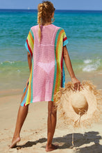 Load image into Gallery viewer, Double Take Openwork Striped Slit Knit Cover Up
