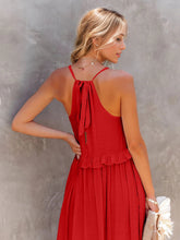 Load image into Gallery viewer, Ruffled Sleeveless Tiered Maxi Dress with Pockets
