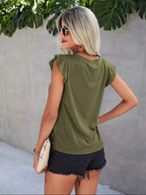 Load image into Gallery viewer, Ruffled Round Neck Cap Sleeve T-Shirt
