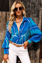 Load image into Gallery viewer, Printed Bishop Sleeve Collared Shirt
