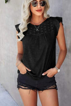 Load image into Gallery viewer, Ruffled Round Neck Cap Sleeve T-Shirt
