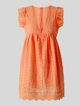 Load image into Gallery viewer, Ruffled Eyelet Cap Sleeve Mini Dress
