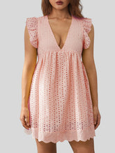 Load image into Gallery viewer, Ruffled Eyelet Cap Sleeve Mini Dress
