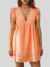 Load image into Gallery viewer, Ruffled Eyelet Cap Sleeve Mini Dress
