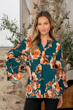 Load image into Gallery viewer, Sew In Love Full Size Wrinkle Free Floral Flounce Sleeve Top
