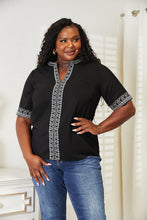 Load image into Gallery viewer, Double Take Embroidered Notched Neck Top
