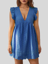 Load image into Gallery viewer, Ruffled Eyelet Cap Sleeve Mini Dress
