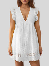 Load image into Gallery viewer, Ruffled Eyelet Cap Sleeve Mini Dress
