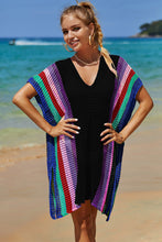 Load image into Gallery viewer, Double Take Openwork Striped Slit Knit Cover Up

