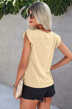 Load image into Gallery viewer, Ruffled Round Neck Cap Sleeve T-Shirt
