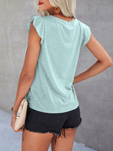Load image into Gallery viewer, Ruffled Round Neck Cap Sleeve T-Shirt
