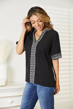 Load image into Gallery viewer, Double Take Embroidered Notched Neck Top
