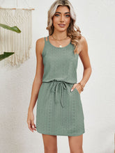 Load image into Gallery viewer, Eyelet Scoop Neck Sleeveless Dress
