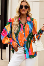 Load image into Gallery viewer, Printed Bishop Sleeve Collared Shirt
