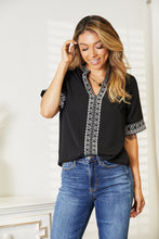 Load image into Gallery viewer, Double Take Embroidered Notched Neck Top
