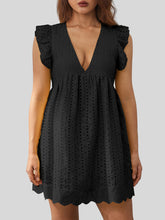 Load image into Gallery viewer, Ruffled Eyelet Cap Sleeve Mini Dress
