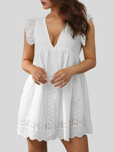 Load image into Gallery viewer, Ruffled Eyelet Cap Sleeve Mini Dress
