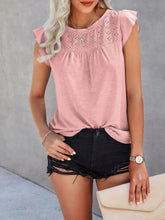 Load image into Gallery viewer, Ruffled Round Neck Cap Sleeve T-Shirt
