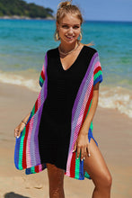 Load image into Gallery viewer, Double Take Openwork Striped Slit Knit Cover Up
