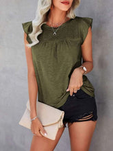 Load image into Gallery viewer, Ruffled Round Neck Cap Sleeve T-Shirt
